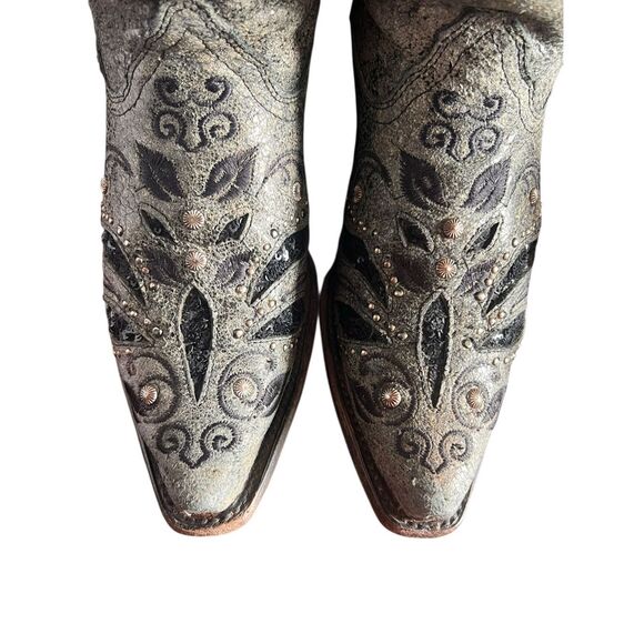 Corral woman’s 7 black gray inlay studded sequin cowboy festival boots gorgeous - Picture 10 of 12